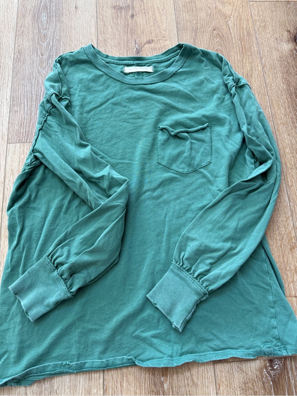 Free People - We The Free Teal Green Long Sleeve Pocket Tee